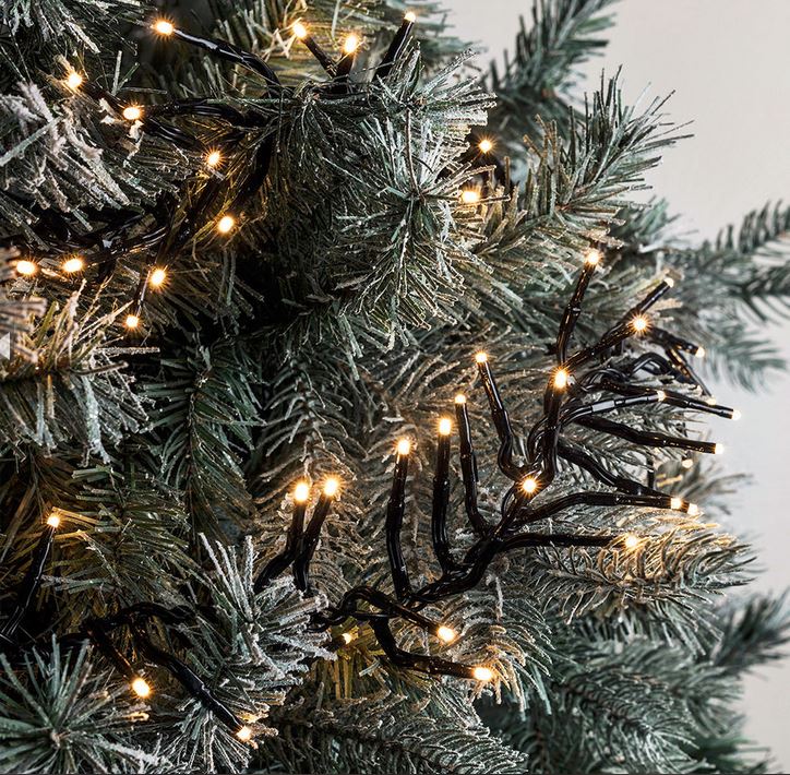 black wire string lights